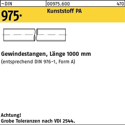 Meistverkauft Gewindestange DIN 975 M16x 1000mm Polyamid 1 Stück