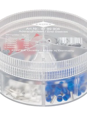 Sale Knipex Sortimentsbox mit isolierten Aderendhülsen 0,50 / 0,75 / 1,00 / 1,50 / 2,50 mm² - 9799906