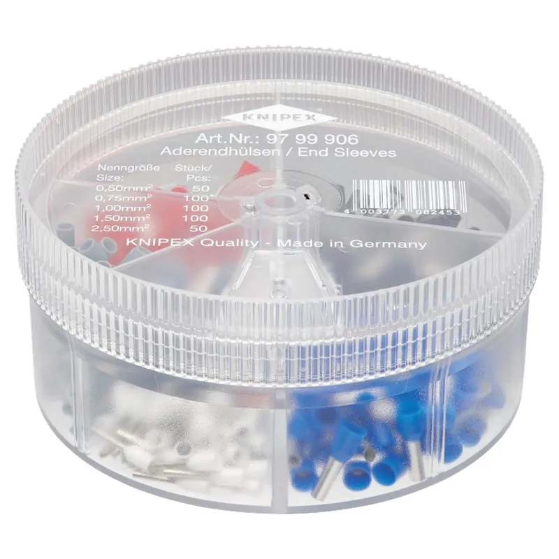 Sale Knipex Sortimentsbox mit isolierten Aderendhülsen 0,50 / 0,75 / 1,00 / 1,50 / 2,50 mm² - 9799906