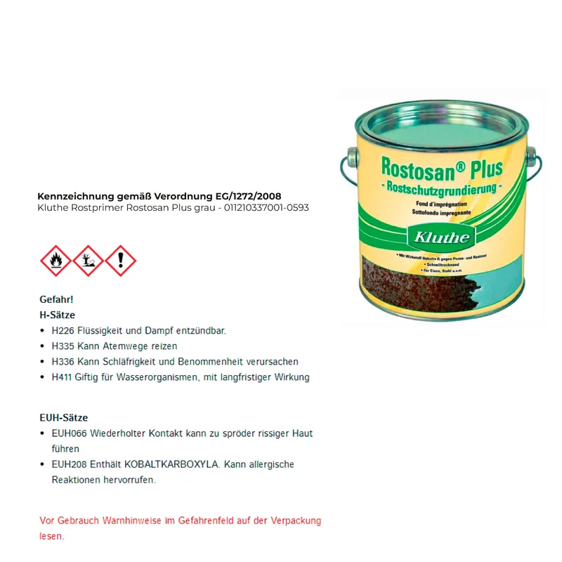 Bestpreis Kluthe Rostprimer Rostosan Plus grau - 011210337001-0593