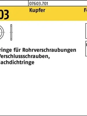 Flachdichtring DIN 7603 14x20x1,5 Kupfer 100 Stück Saisonangebot