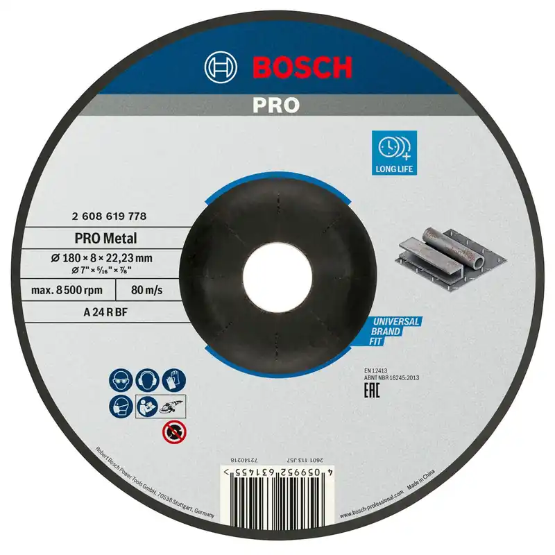 Nur Für Kurze Zeit Bosch PRO Metal Schleifscheibe 180 x 8 x 22,23 mm - 2608619778