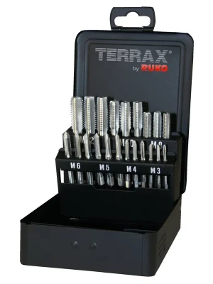 TERRAX by RUKO Handgewindebohrer-Satz M DIN 352 HSS - 21 tlg. (Kassette Stahlblech) - A245006 Preisknaller