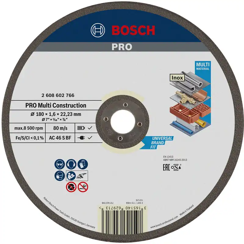 Markenprodukt Bosch PRO Multi Material Schleifscheibe 180 x 1,6 x 22,23 mm - 2608602766
