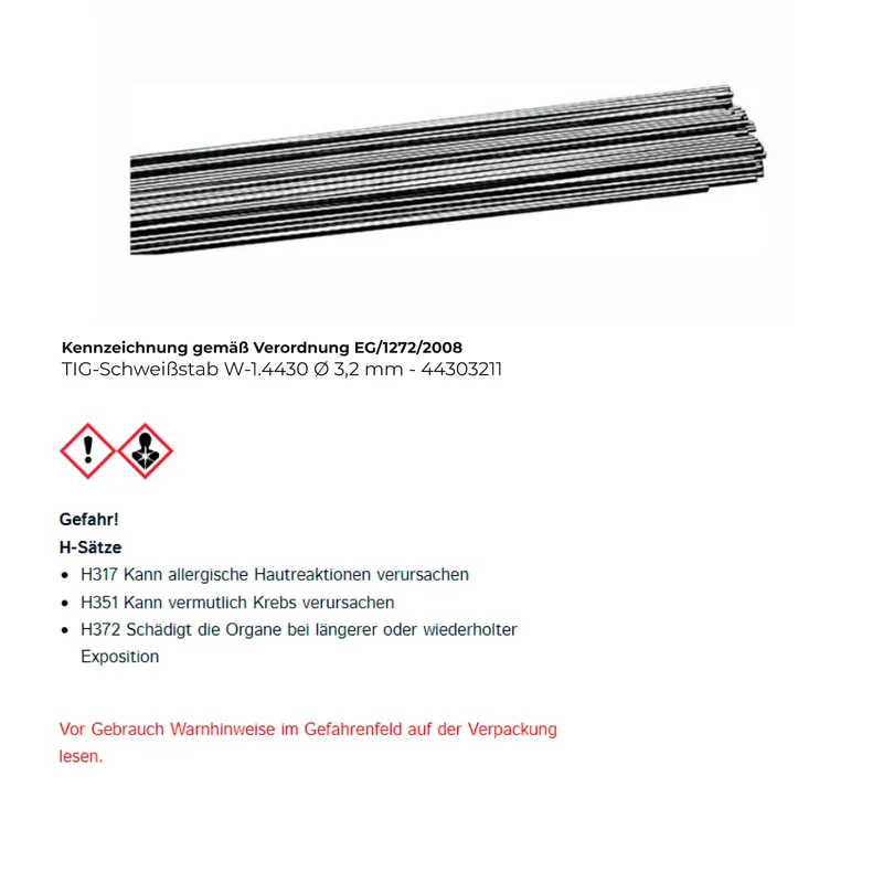 TIG-Schweißstab W-1.4430 Ø 3,2 mm - 44303211 Wochenendangebot