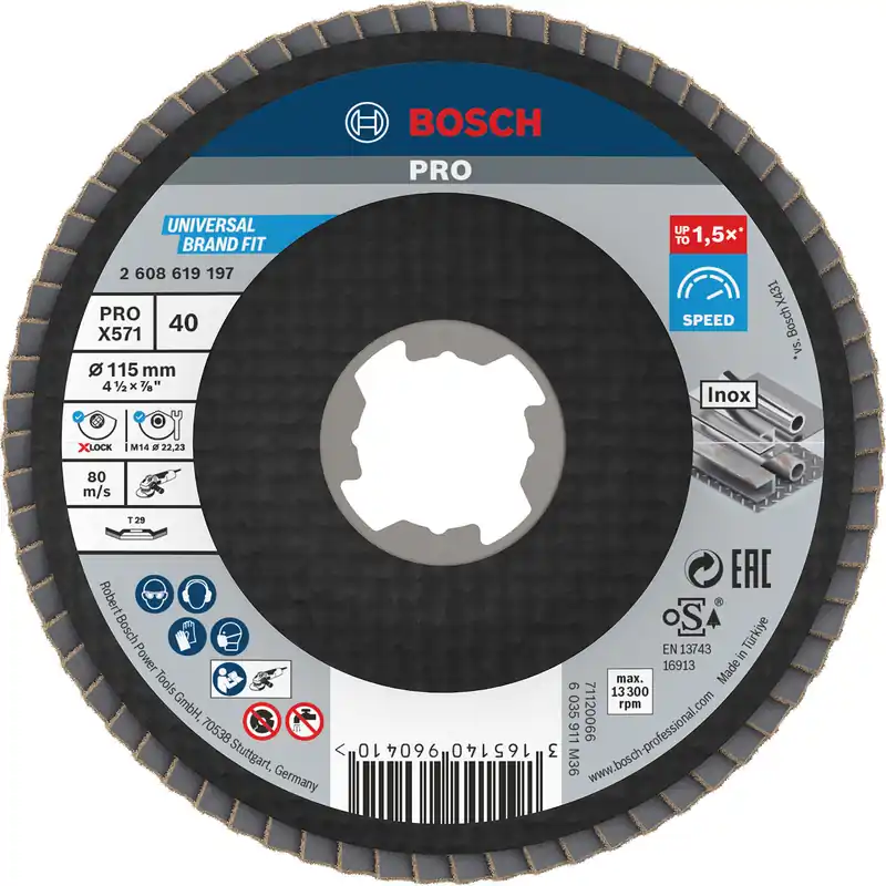 Bosch PRO X571 X-Lock Fächerschleifscheibe 115 mm G40 - 2608619197 Top-Preis