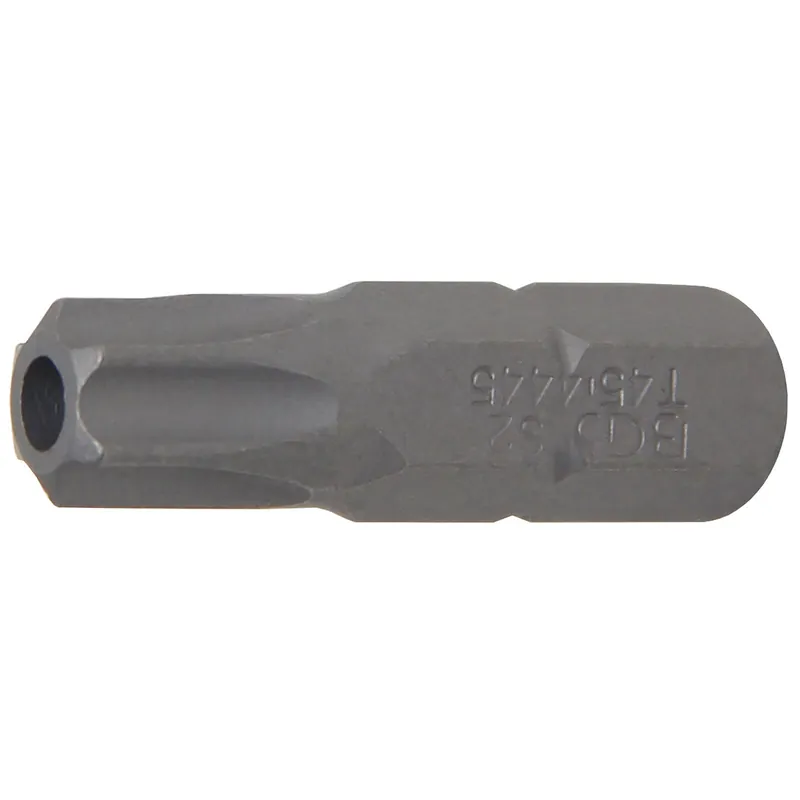Preisreduziert BGS Bit Länge 30 mm Antrieb Außensechskant 8 mm (5/16") T-Profil (für Torx) mit Bohrung T45 - 4445