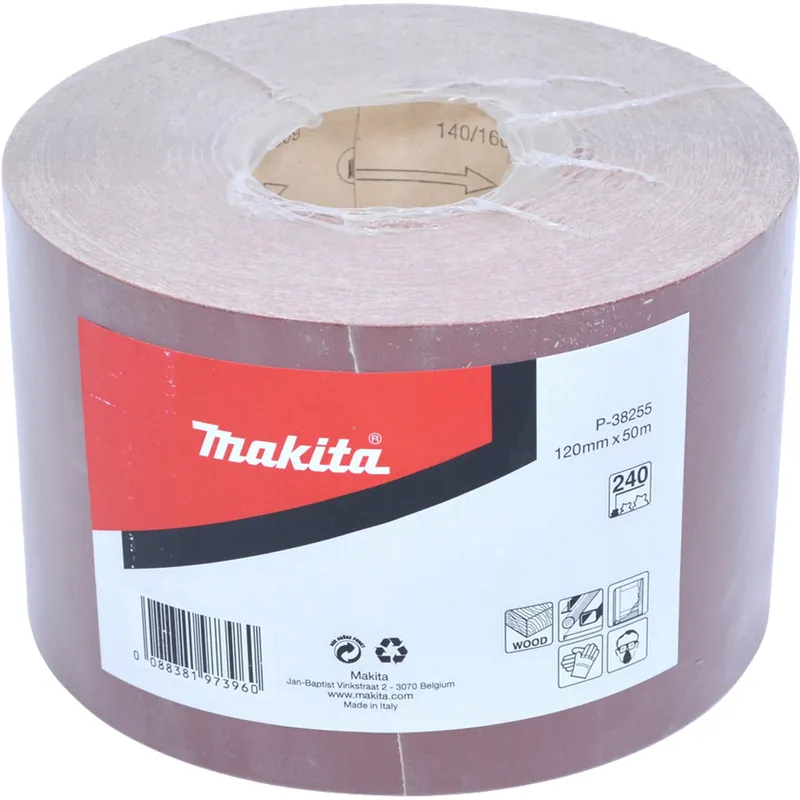 Heißes Angebot Makita Schleifpapier Rolle 120 mm x 50 m K240 - P-38255