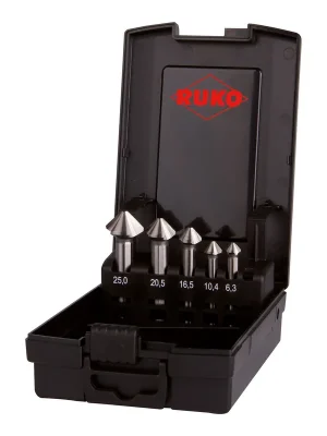 Direktkauf RUKO ULTIMATECUT Kegel- und Entgratsenker-Satz HSSE-Co 5 DIN 335 Form C 90° 5tlg. in Kunststoffkassette - 102791ERO