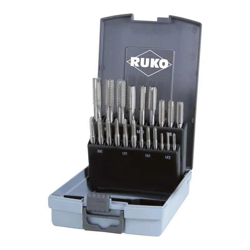 Expressversand RUKO 21-teiliger Handgewindebohrer-Satz M DIN 352 HSSE-Co 5 in Kunststoffkassette - 245001ERO