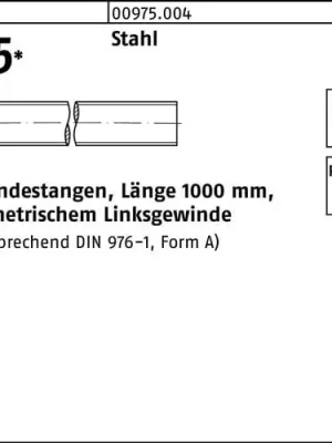 Gewindestange DIN 975 links M12 -LHx 1000mm Stahl 1 Stück Begrenztes Angebot