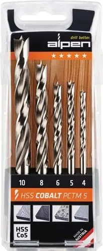 Versand Am Gleichen Tag Holzspiralbohrersatz PCTM 5-tlg.D.4,5,6,8,10mm HSS-Co5 ALPEN