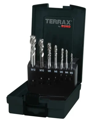 Kracherpreis TERRAX by RUKO Maschinengewindebohrer-Satz HSS Form C - 7 tlg. (Kassette Kunststoff) - A245058TX