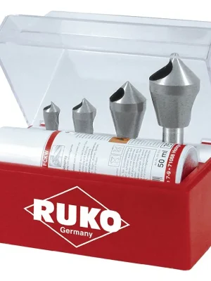 Finale Aktion RUKO Kegel- und Entgratsenker-Satz mit Querloch 5tlg. HSSE-Co 5 in Polystyrol-Kassette - 102310E