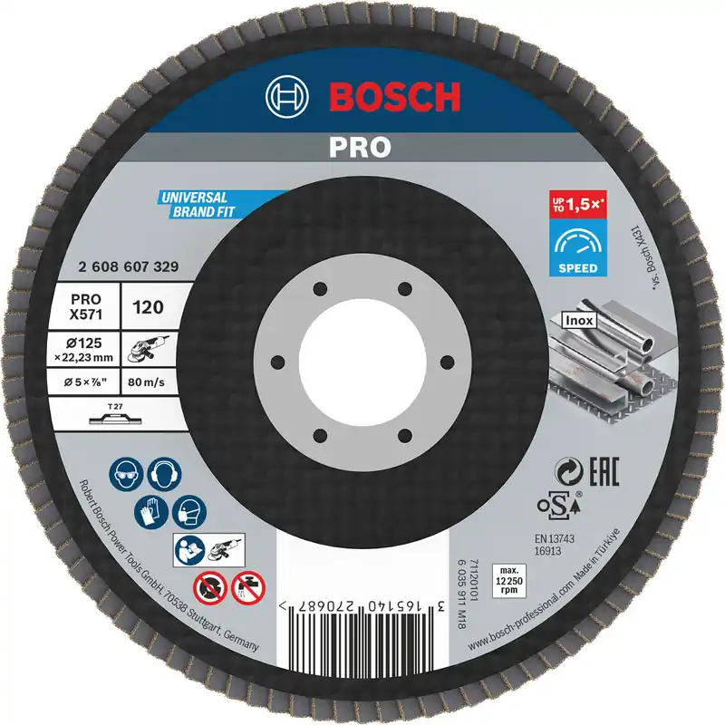 Bosch PRO X571 Fächerschleifscheibe 125 mm G120 - 2608607329 Jetzt Kaufen