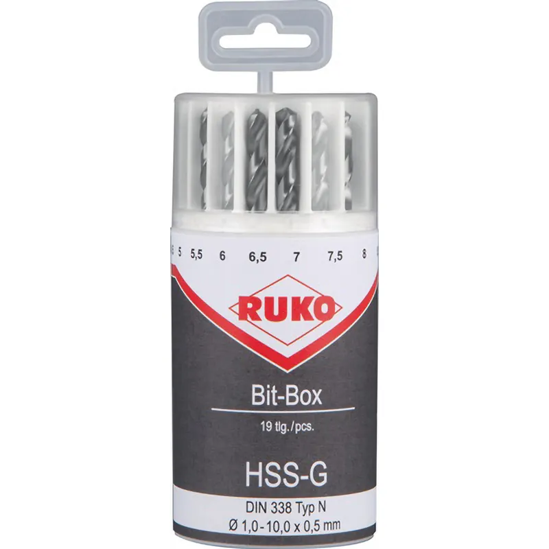 RUKO Bohrerbitsatz HSS 19tlg. 1 - 10 mm - 214225 Letzte Chance