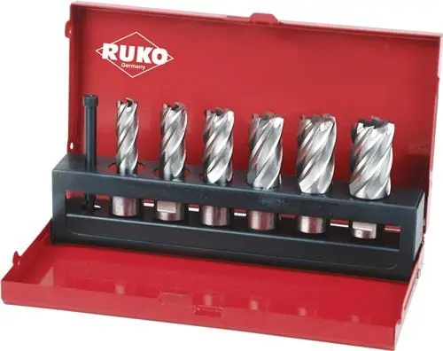 RUKO Kernbohrersatz HSS mit Weldonschaft CBN geschliffen 7tlg. In Industriekassette - 108820/RUKO Heißes Angebot