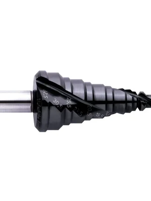 Schneller Versand EXACT Stufenbohrer mit Spiralnute für Kabelverschraubung (EC20) 7-40,5 mm HSS TiAlN-Beschichtung Rotastop-Schaft - 5317