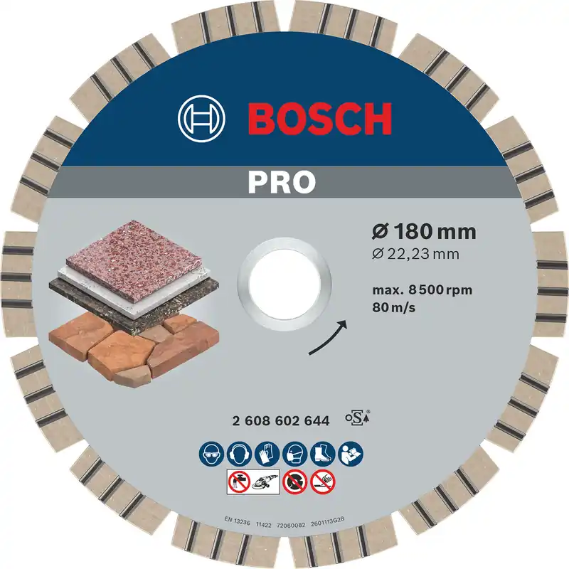 Kostenfreie Lieferung Bosch PRO Stone Diamanttrennscheibe 180 x 22,23 mm - 2608602644