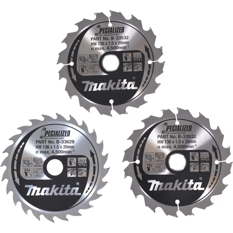 Makita SPECIALIZED Sägeblatt-Set 136x20 mm (2x16Z+1x 24Z) - B-33897 Nur Heute