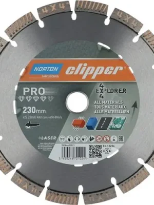 NORTON CLIPPER Diamanttrennscheibe 4x4 Explorer D.230mm Bohr.22,23mm 2,5mm 12mm - 70184602021 Meistverkauft