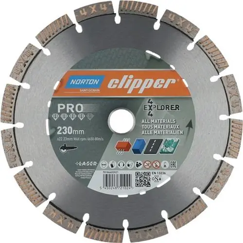 NORTON CLIPPER Diamanttrennscheibe 4x4 Explorer D.230mm Bohr.22,23mm 2,5mm 12mm - 70184602021 Meistverkauft