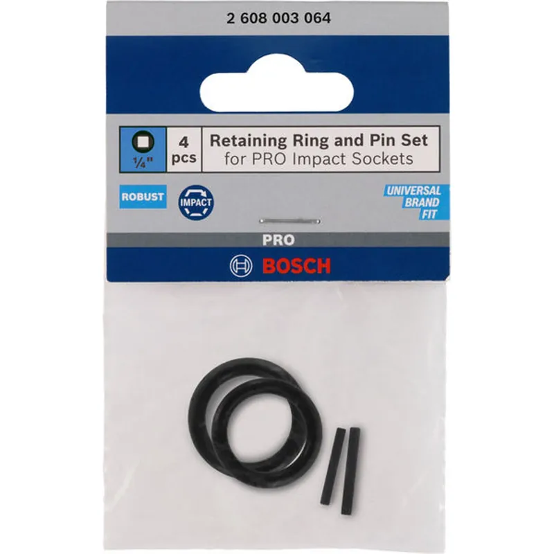 Bosch Haltering und Stift für PRO Impact Steckschlüsseleinsätze, 1/4 Zoll, 4‑tlg. - 2608003064 Finale Aktion