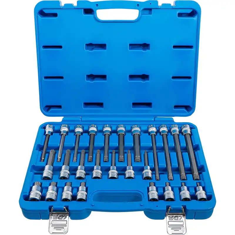 Markenprodukt BGS Bit-Einsatz-Satz Antrieb Innenvierkant 12,5 mm (1/2") Innenvielzahn (für XZN) 26tlg. - 5180