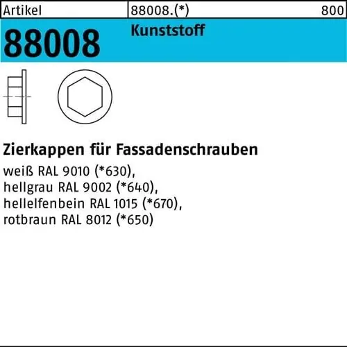 Highlight Zierkappe R 88008 F. SW 3/8 Ku. rotbraun 200 Stück