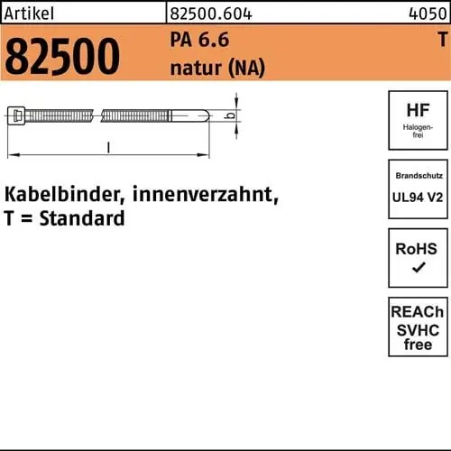 Kabelbinder R 82500 innenverz. 7,6x365/100 PA 6.6 natur 100St. HELLERMANNTYTON Finale Aktion