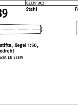 Neu Kegelstift ISO 2339 gedreht B 8x 90 Stahl Kegel 1:50 50 Stück