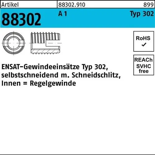 Gewindeeinsatz R 88302 Typ 302 M5x 10 A 1 50 Stück ENSAT Sonderaktion