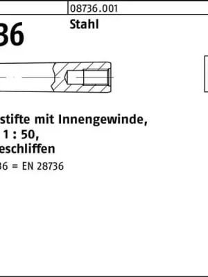 Abverkauf Kegelstift ISO 8736 Innengewinde A 12x 55 Stahl Kegel 1:50 10 Stück