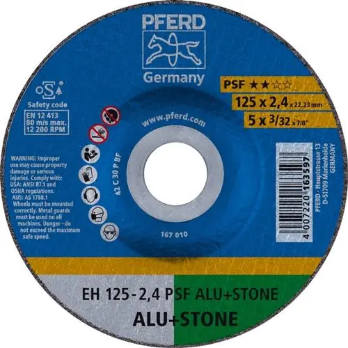 Trennscheibe EHT PSF ALU+STONE D125x2,4mm gekr.Bohr.125mm PFERD Zertifiziert