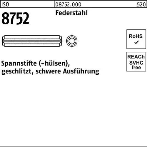 Spannstift ISO 8752 geschlitzt 7x 16 Federstahl schwere Ausf. 100 Stück Rabatt
