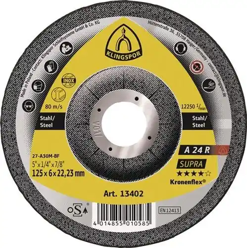 Jetzt Kaufen Schruppscheibe A 24 R Supra D180xS4mm gekr.STA Bohr.22,23mm KLINGSPOR