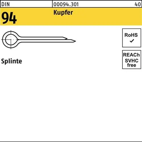 Splinte DIN 94/ISO 1234 4x 36 Kupfer 100 Stück Sonderaktion