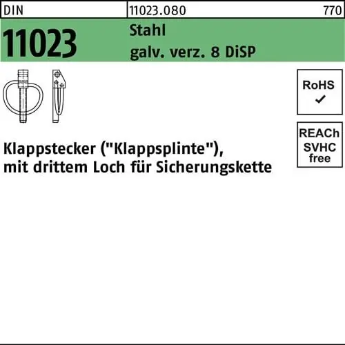 Klappstecker DIN 11023 12x 55 Stahl gal Zn 8 DiSP 50 Stück Neu