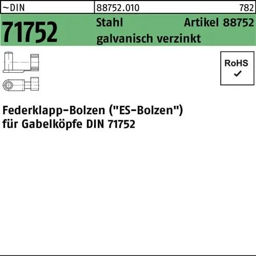 Top-Preis Federklappbolzen R 88752 ES 16x 32 Stahl galv.verz. 5 Stück