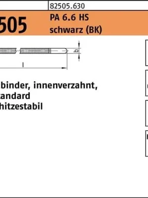 Kabelbinder R 82505 innenverz. 7,6x760 /220 PA 6.6 HS sw 50St. HELLERMANNTYTON Begrenztes Angebot