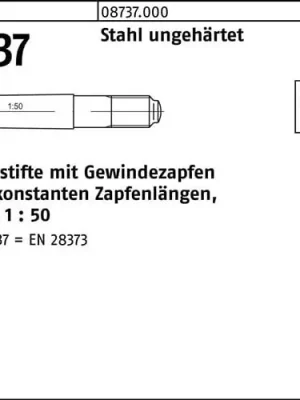Kegelstift ISO 8737 Gewindezapfen 16x 160 Stahl ungehärtet Kegel 1:50 5 Stück Mega-Angebot
