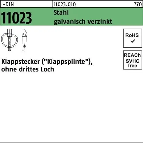 Klappstecker DIN 11023 10x 42 Stahl galv.verz. 50 Stück Neue Ware