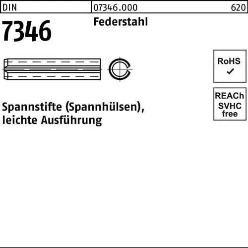 Spannstift DIN 7346/ISO 13337 2,5x 30 Federstahl leichte Ausf. 200 Stück Kostenfreie Lieferung
