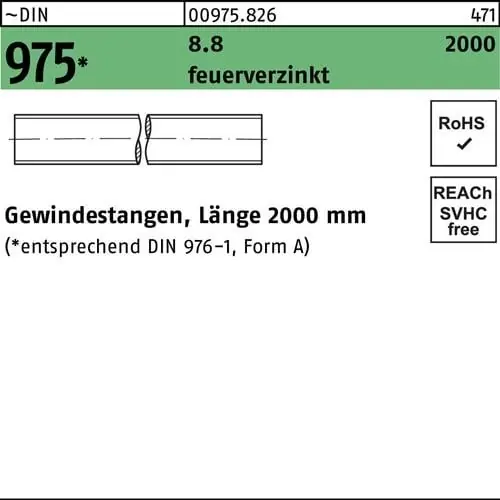 Gewindestange DIN 975 M30x 2000mm 8.8 feuerverz. 1 Stück Begrenztes Angebot