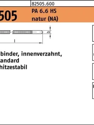 Kabelbinder R 82505 innenverz. 3,3x260/65 PA 6.6 HS natur 100St. HELLERMANNTYTON Ausverkauf