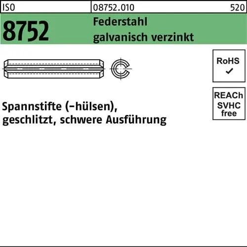 Online Kaufen Spannstift ISO 8752 geschlitzt 4x20 Federstahl galv.verz. schwere Ausf. 200St.
