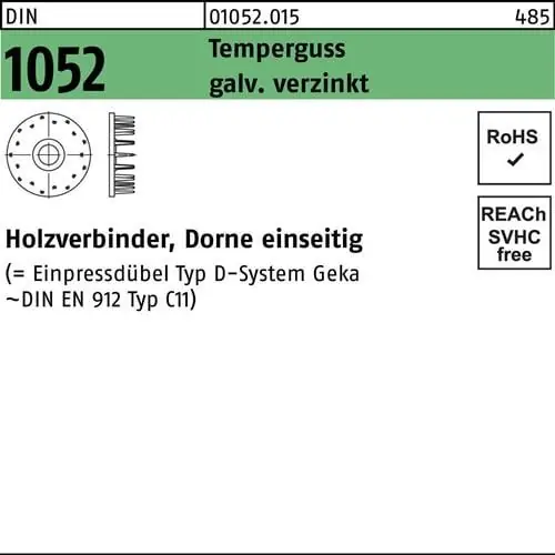 Holzverbinder DIN 1052 einseitig 50x13xM12 Temperguss galv.verz. 50St. Preisreduziert