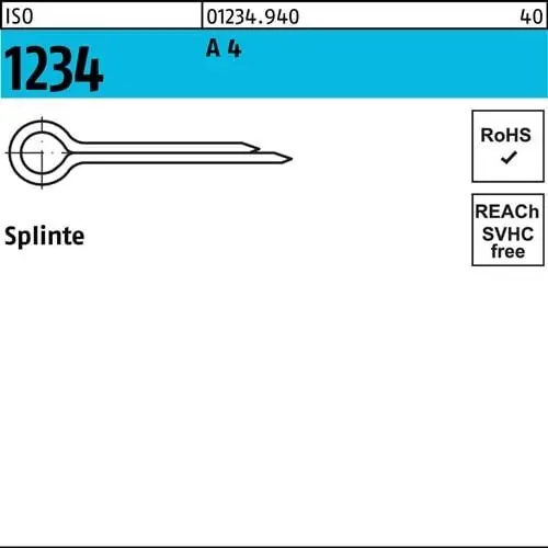 Splinte ISO 1234 13x 125 A 4 25 Stück Begrenztes Angebot
