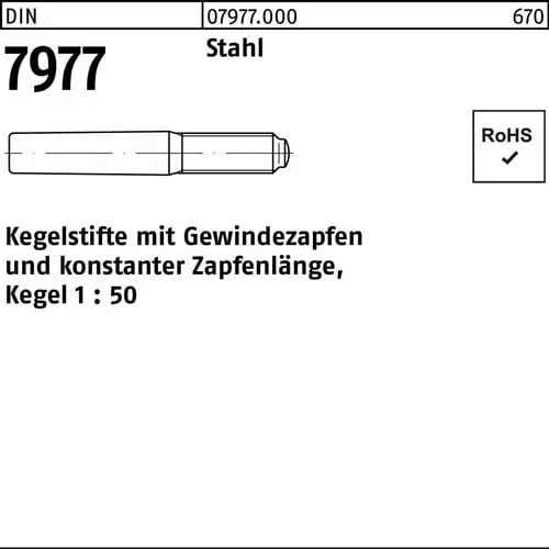 Preisknaller Kegelstift DIN 7977 Gewindezapfen 10x 100 Stahl Kegel 1:50 10 Stück