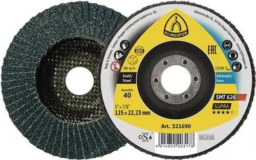 Fächerscheibe SMT 626 Supra D.180mm K.40 6Grad kon.INOX ZK KLINGSPOR Wochenendangebot